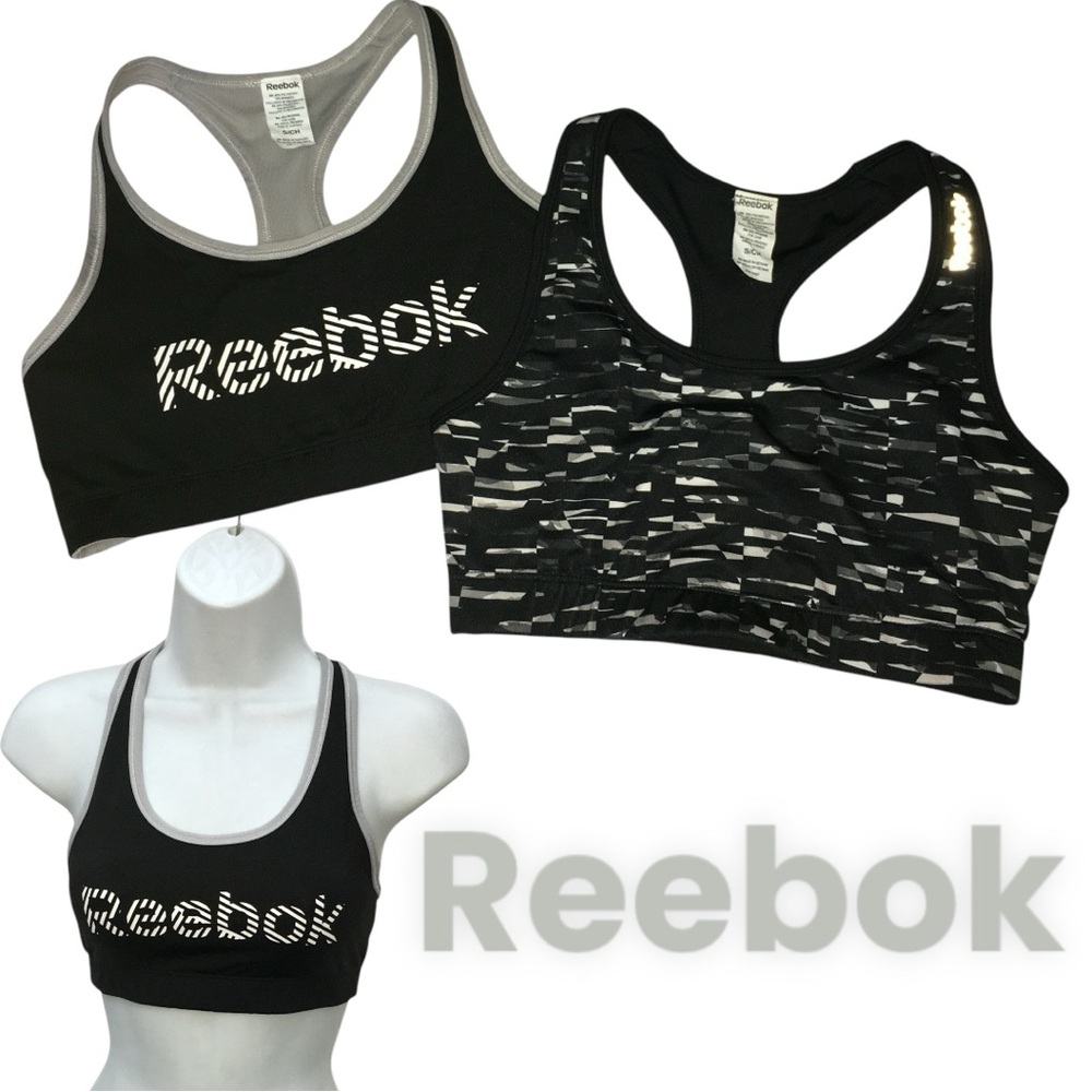 (2) REEBOK Racerback Black Gray Sports Bras - Women’s Small - Picture 2 of 12